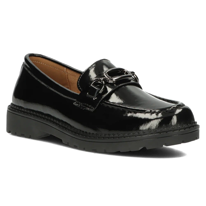 Černé kožené Lords s ozdobným řetízkem