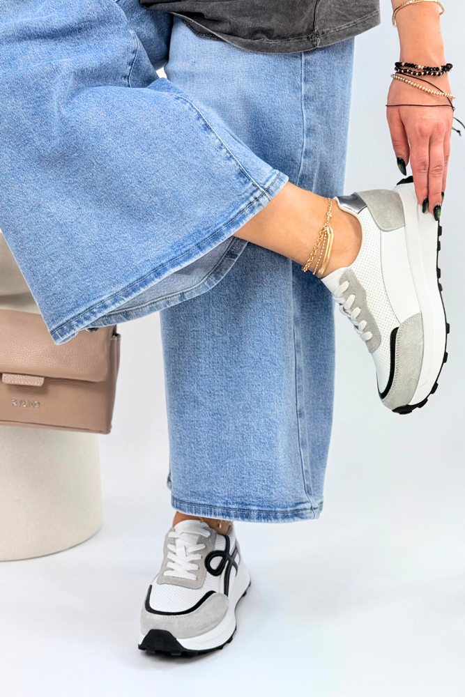 Modré prolamované kožené ploché boty