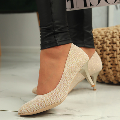 Zlaté lodičky v třpytivé barvě Dantex