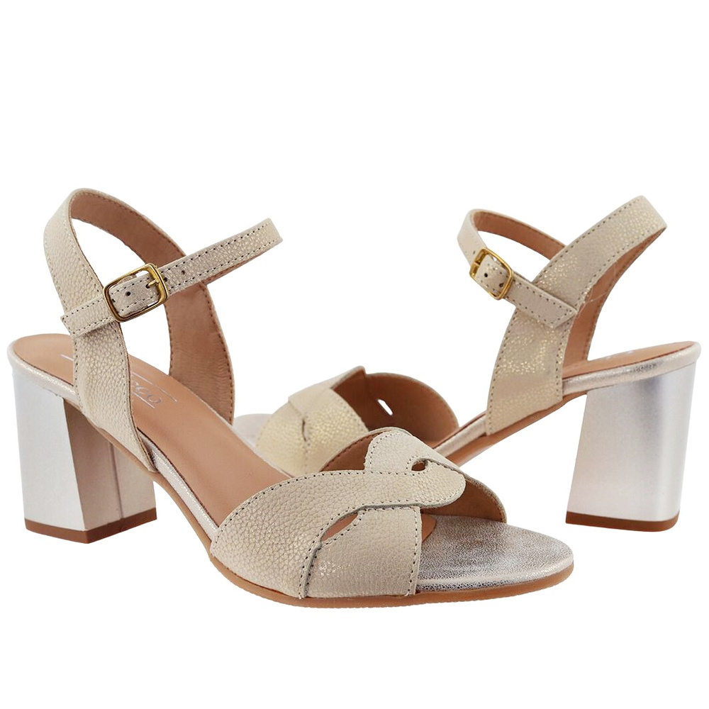 Zlaté sandály Clasicco na vysokém podpatku