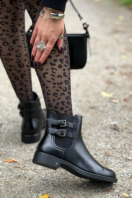 Černé kotníkové boty Potocki s ozdobným podpatkem