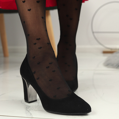 Černé semišové lodičky Dantex na vysokém podpatku