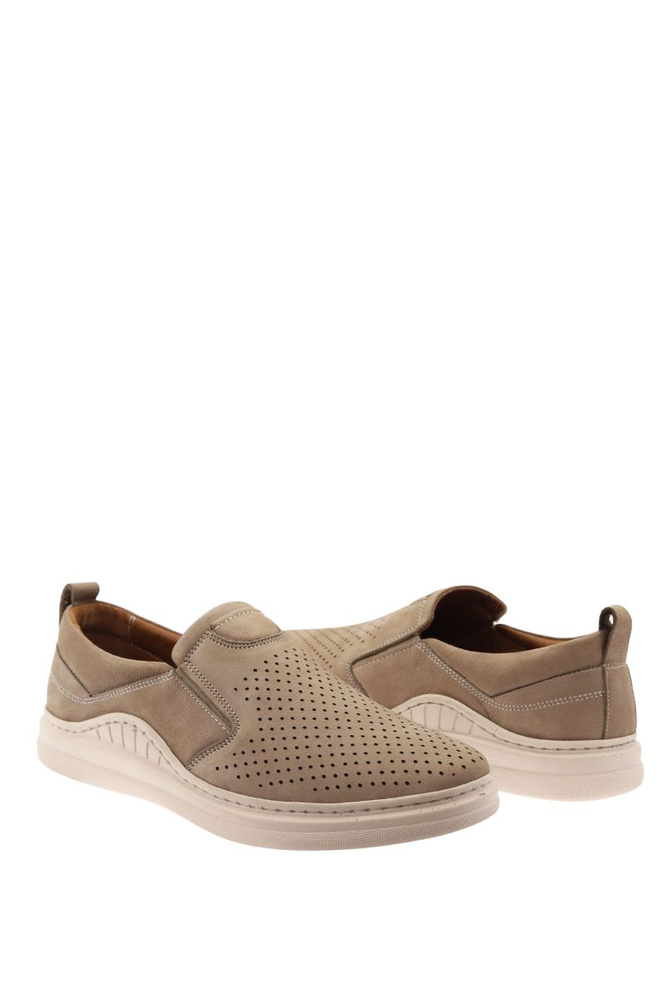 Pánské perforované kožené boty béžové barvy