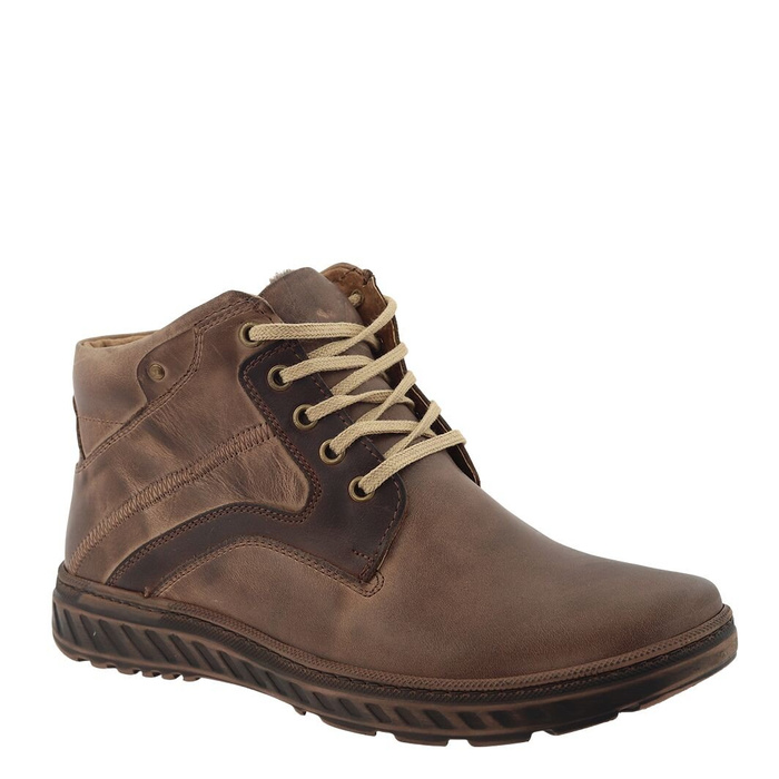 Pánské hnědé kožené kotníkové boty Joker