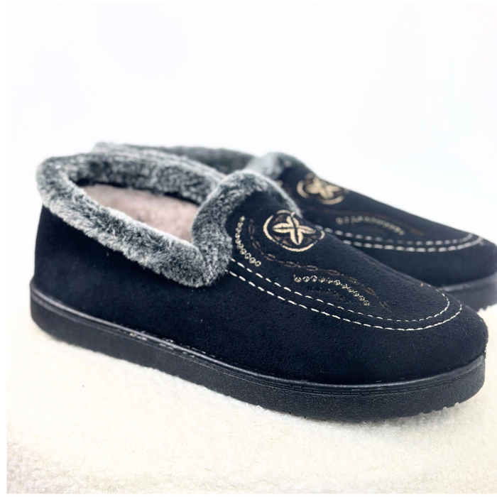 Teplé dámské nazouváky highlander v černé barvě