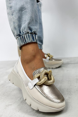 Nazouvací boty na klínku Hispanitas, bílé a zlaté