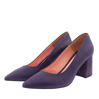 Fialové kožené lodičky s blokem Baldaccini