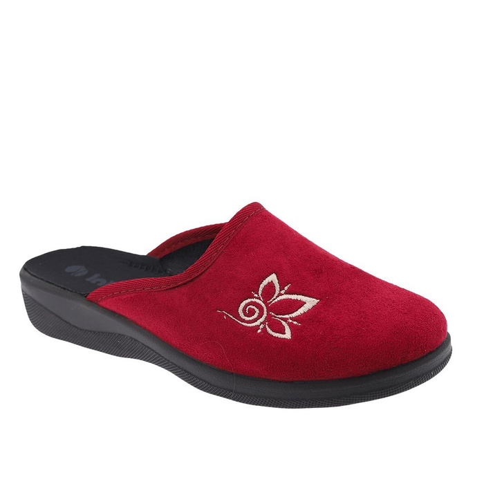 Vínové dámské nazouváky s výšivkou Inblu