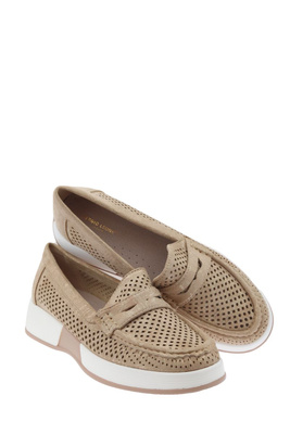 Zlaté semišové boty s perforací na platformě