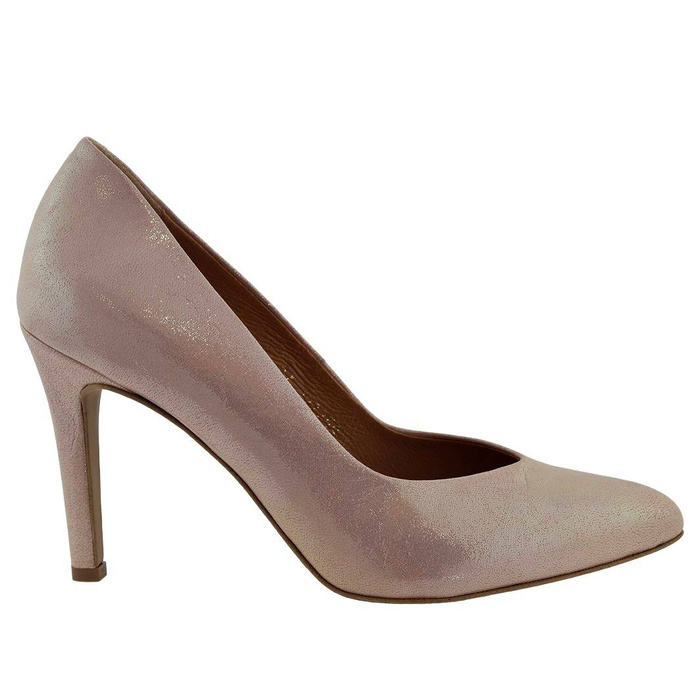 Dámské kožené vysoké podpatky v pudrové barvě Clasicco