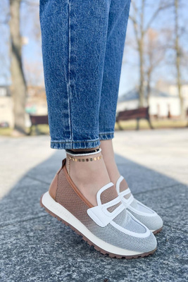 Dámské kožené hnědobílé nazouváky Hispanitas