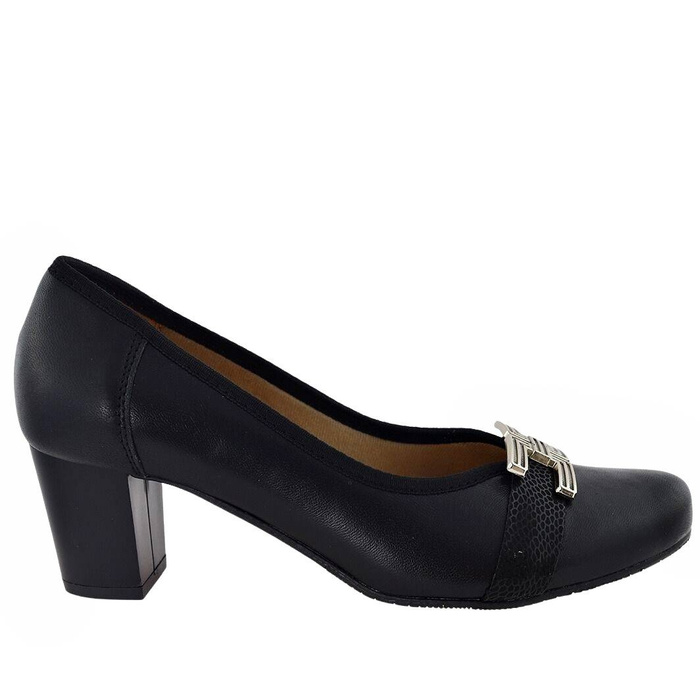 Černé lodičky na vysokém podpatku s ozdobnou Galantovou sponou