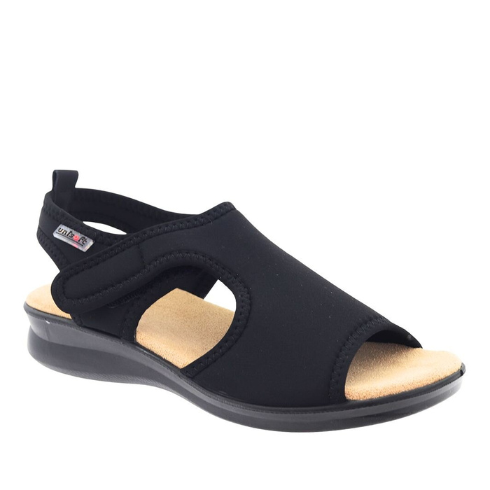 Dámské elastické sandály na suchý zip, černé Evento