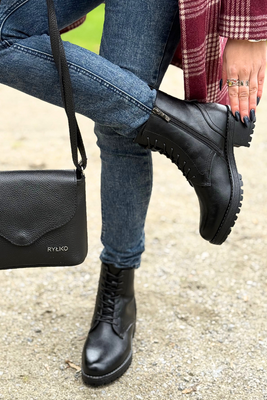 Černé kotníkové boty Potocki s ozdobným podpatkem