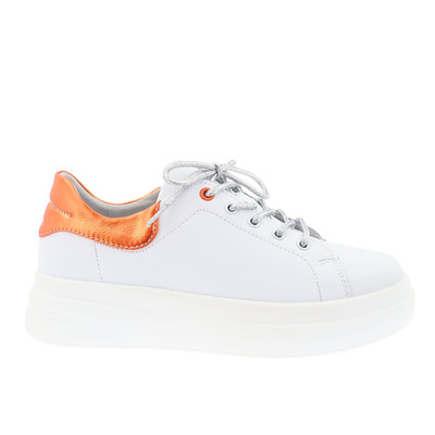 Bílé a oranžové kožené boty na platformě Artiker