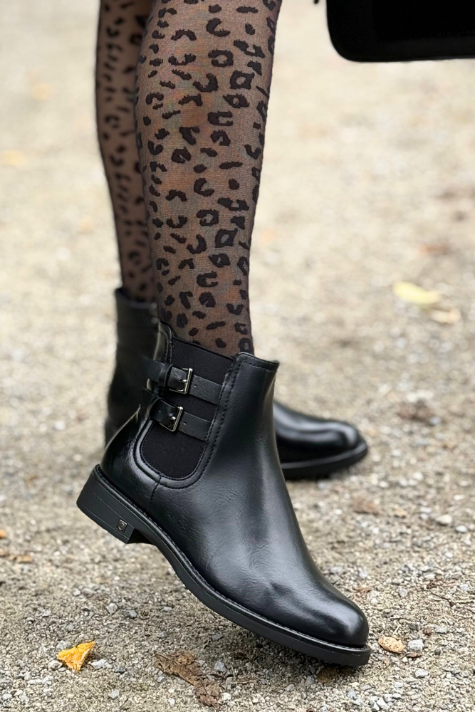 Černé kotníkové boty Potocki s ozdobným podpatkem