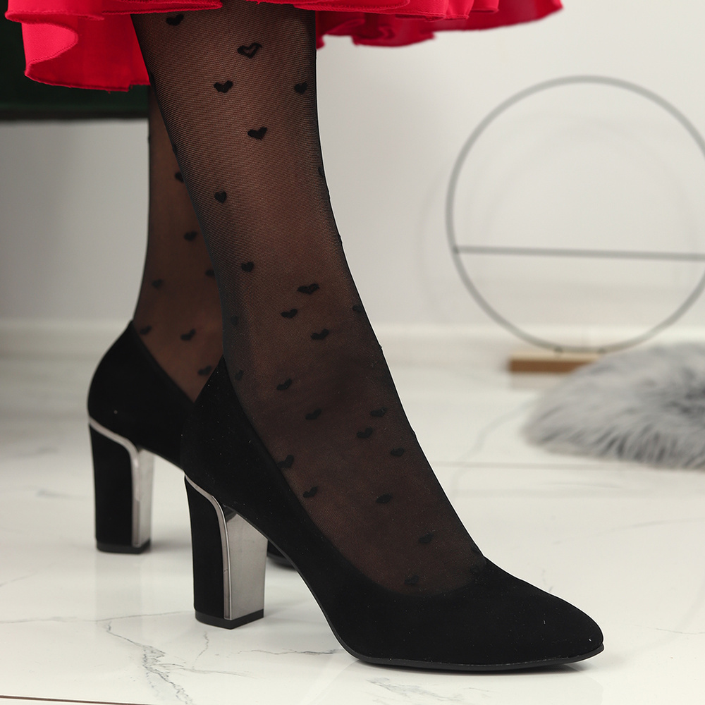 Černé semišové lodičky Dantex na vysokém podpatku