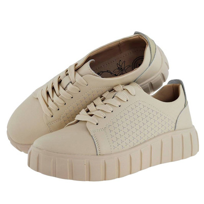 Dámské béžové kožené tenisky Evento
