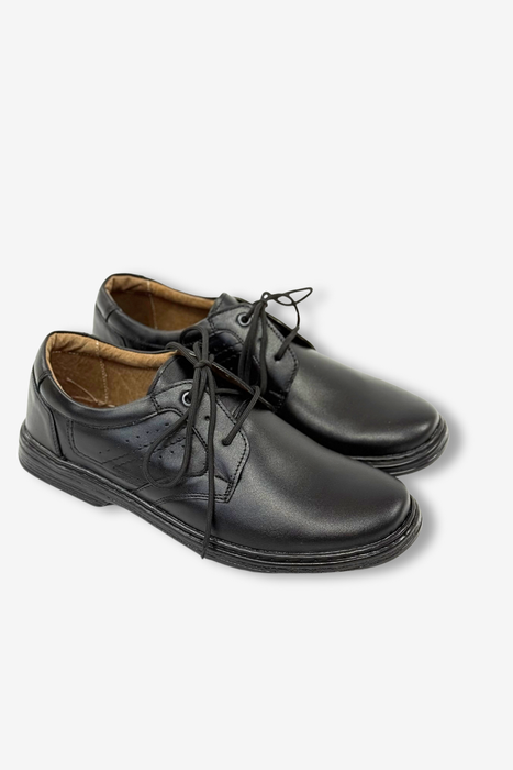 Kožené nazouvací boty na klínku se zipem, černé