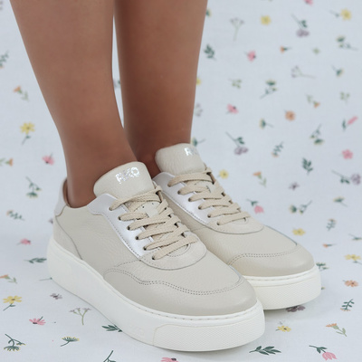 Béžové kožené boty 0RRS6_X__7THF Ryłko