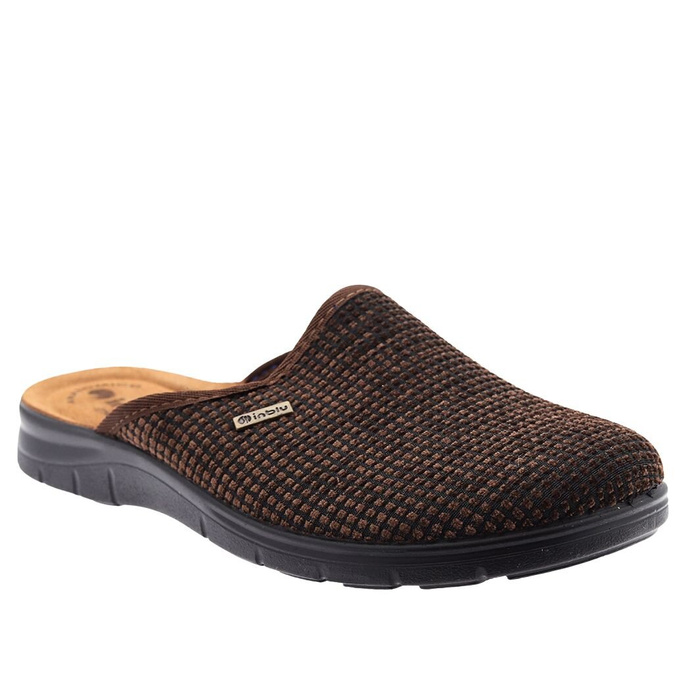 Pánské hnědé sálové pantofle nazouváky potažené polským povrchem