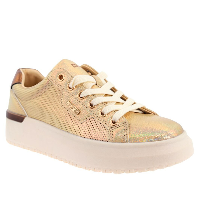 Zlaté dámské tenisky na platformě s tkaničkami