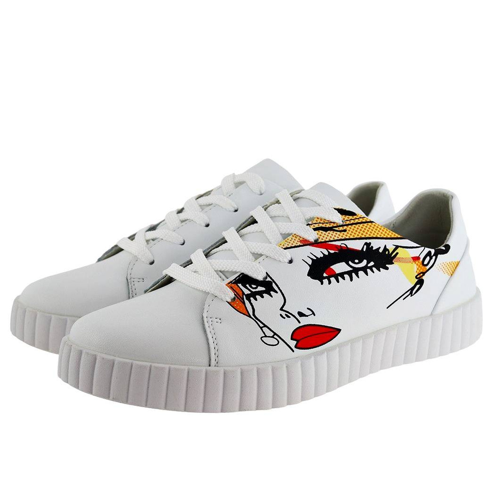 Bílé dámské šněrovací boty z přírodní kůže Artiker