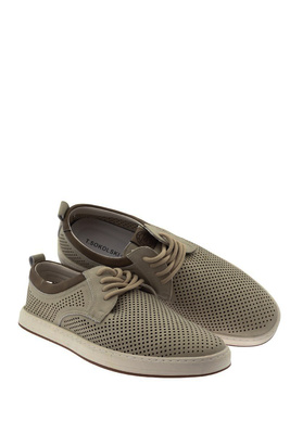 Pánské perforované kožené boty béžové barvy