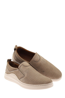 Pánské perforované kožené boty béžové barvy