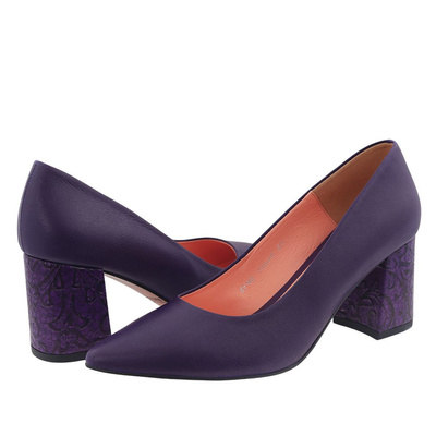 Fialové kožené lodičky s blokem Baldaccini