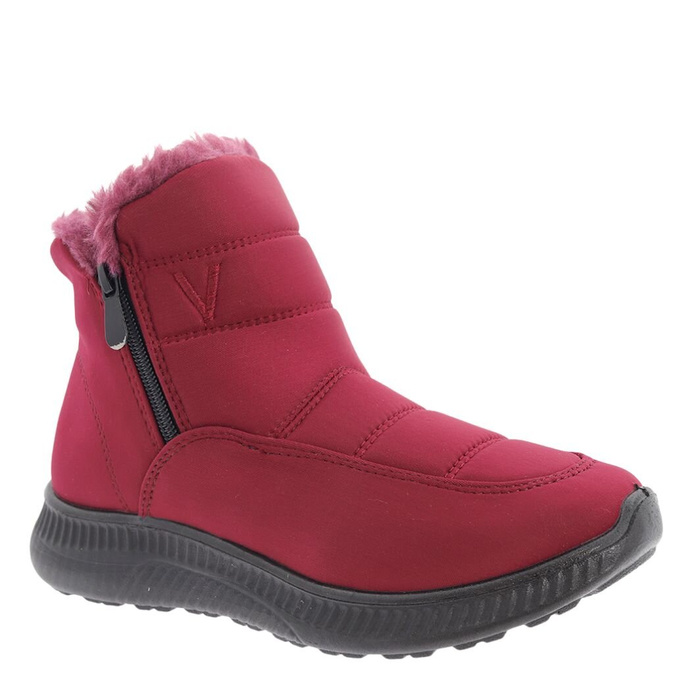 Dámské vínové zateplené sněhule s masivní podrážkou