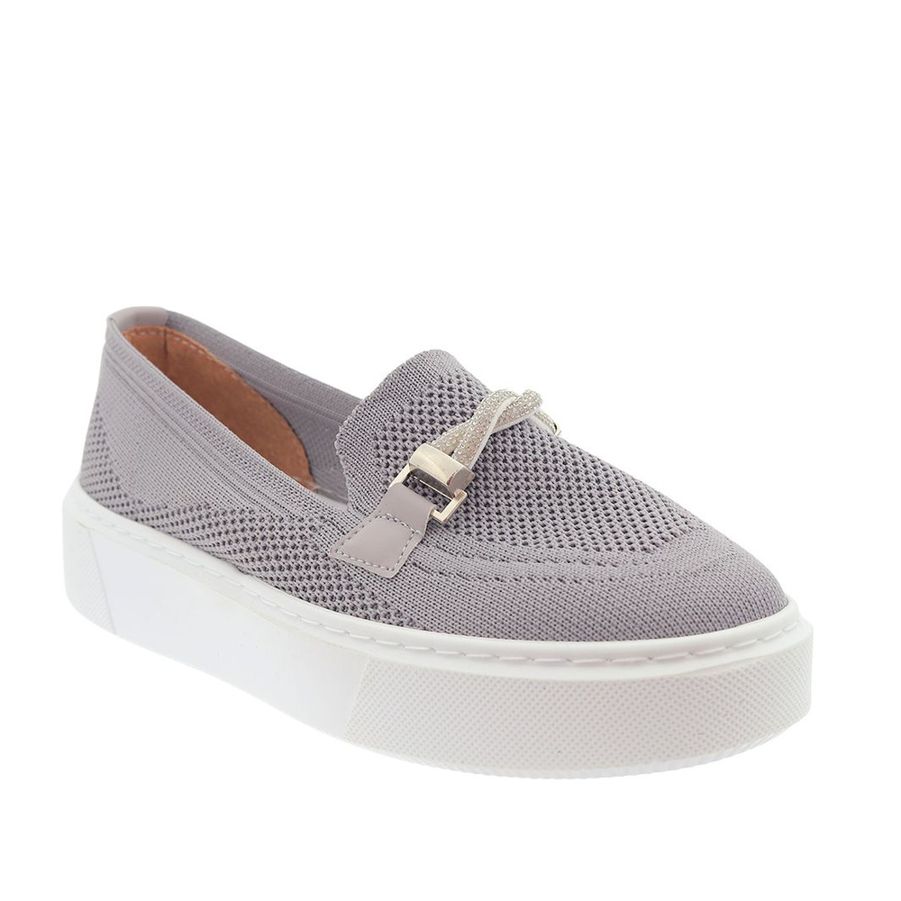 Šedé dámské boty na platformě se zdobením