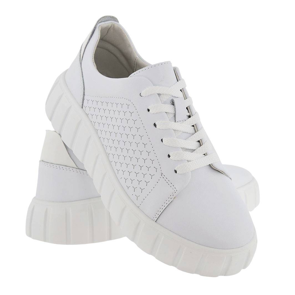 Bílé dámské kožené tenisky na platformě Evento
