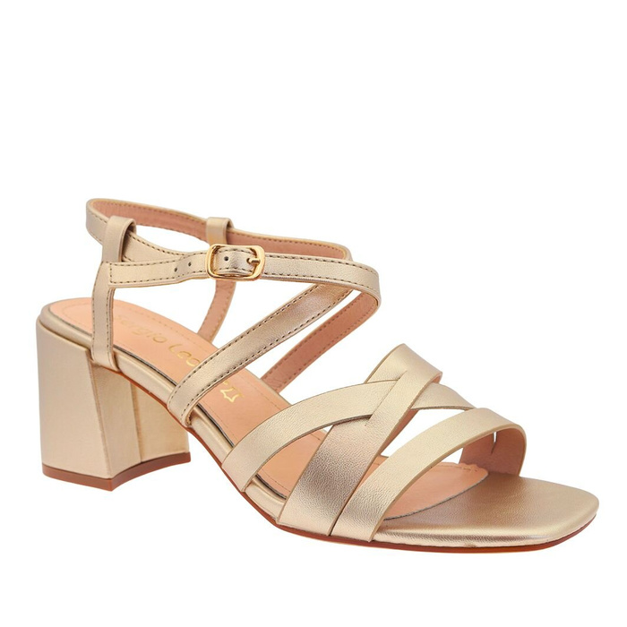 Zlaté sandály na vysokém podpatku Sergio Leone