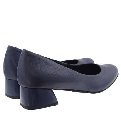 Námořnické modré kožené lodičky s blokem Darex