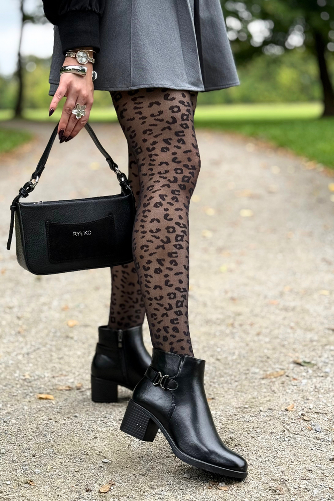 Černé kotníkové boty Potocki s ozdobným podpatkem