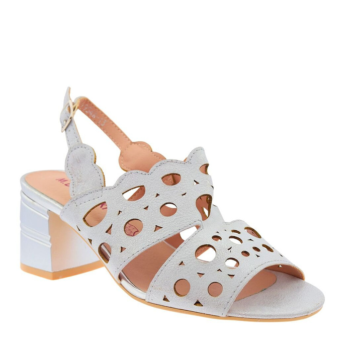 Elegantní stříbrné sandály na vysokém podpatku