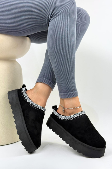 Krátké zateplené semišové sněhule s platformou Taupe