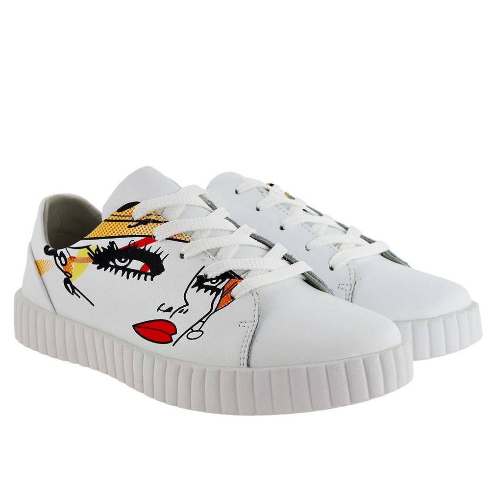 Bílé dámské šněrovací boty z přírodní kůže Artiker