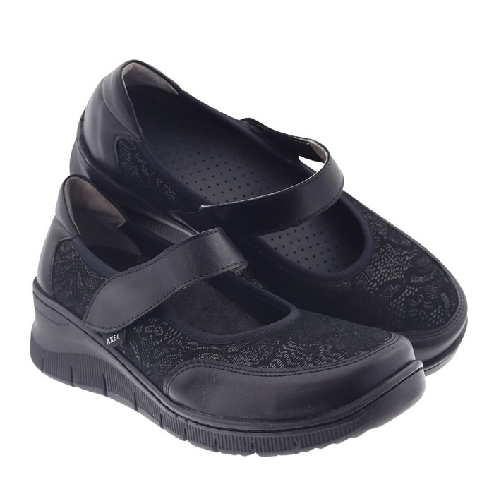 Černé kožené boty se suchým zipem a klínky Axel