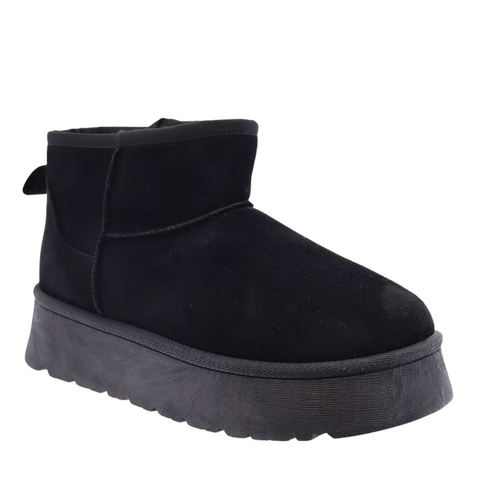 Krátké černé nazouváky do sněhu, zateplené kožíškem