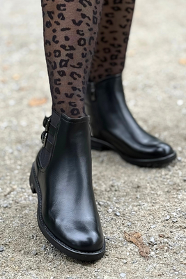 Černé kotníkové boty Potocki s ozdobným podpatkem