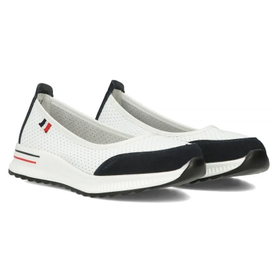 Prolamované bílé a tmavě modré kožené boty na platformě Filippo