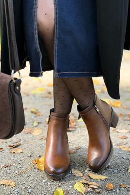 Hnědé semišové ploché boty, zateplené