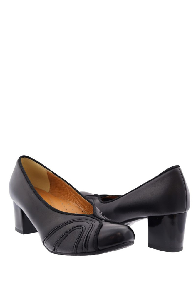 Klasyczne czółenka skórzane na klocku czarne