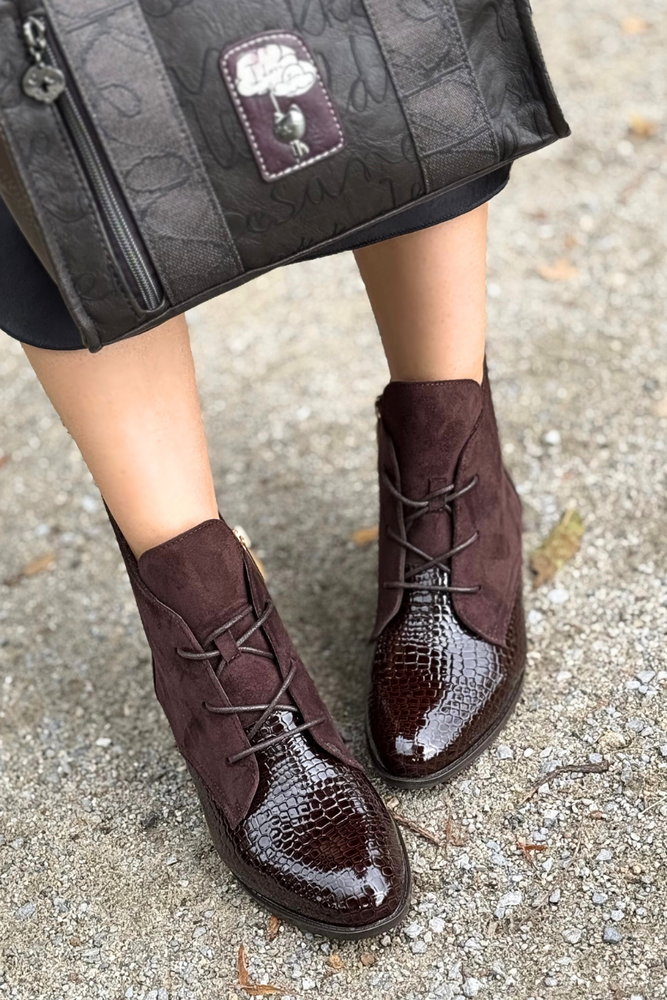 Černé kotníkové boty Potocki s ozdobným podpatkem