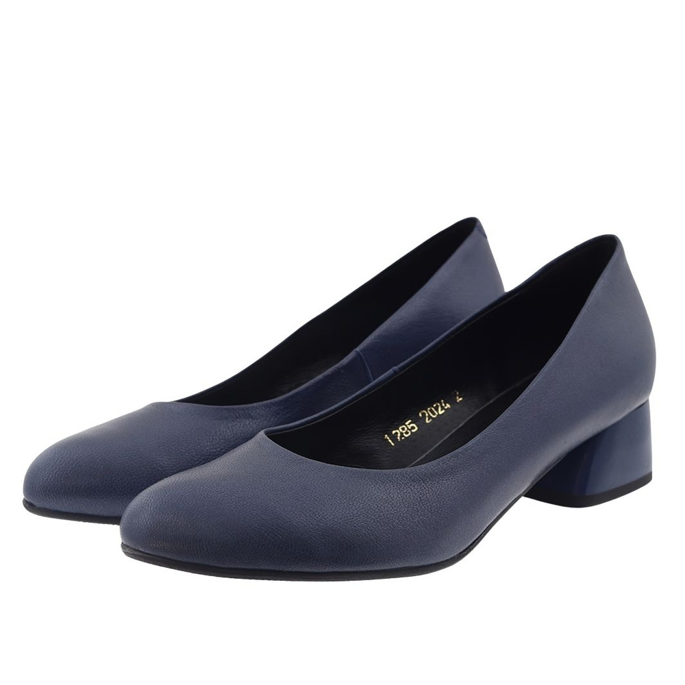 Námořnické modré kožené lodičky s blokem Darex