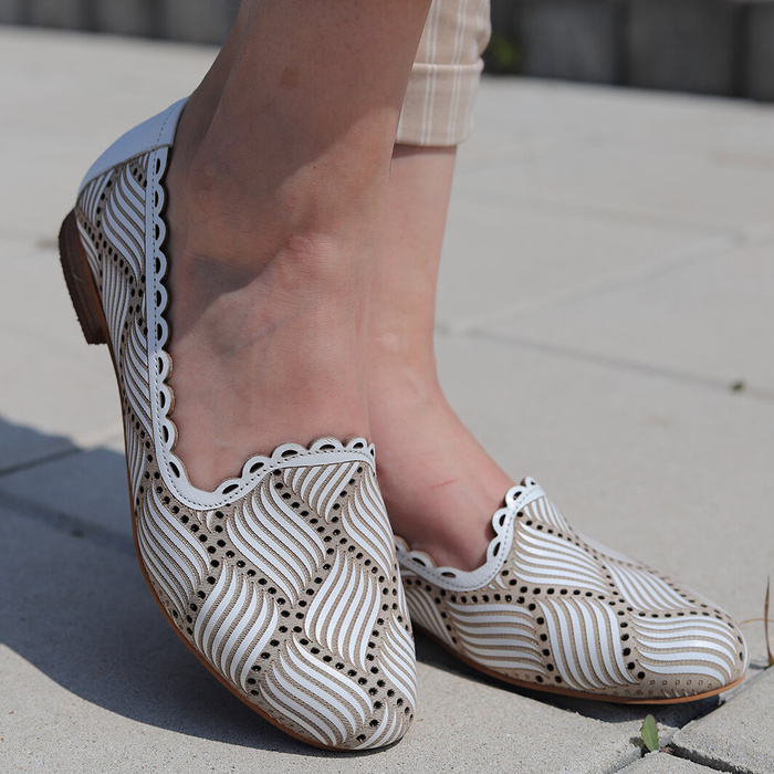 Kožené balerínky modo cappuccino