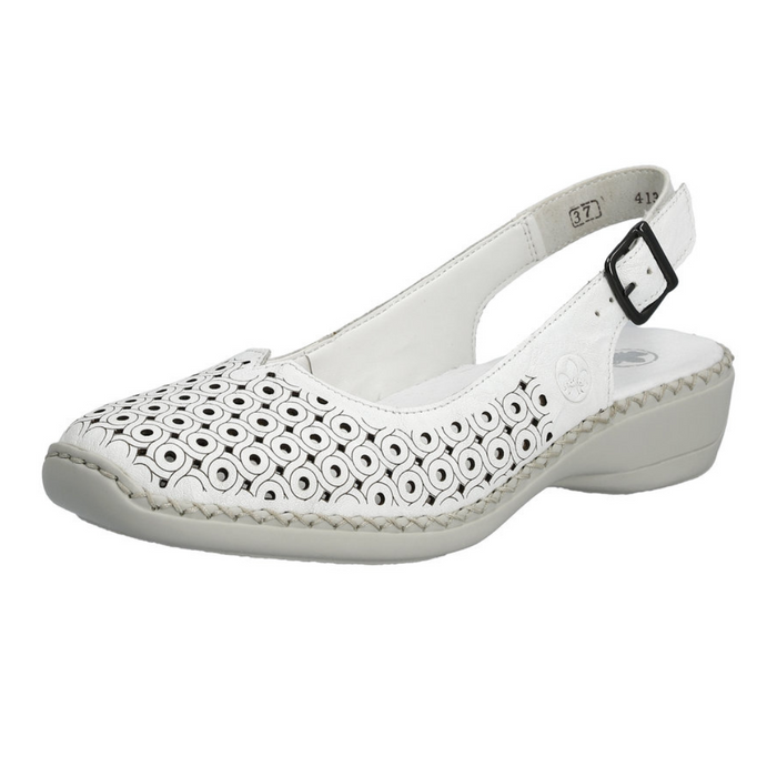 Bílé kožené prolamované sandály značky Rieker