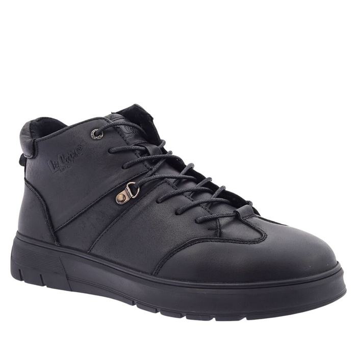 Pánské kožené zateplené zimní boty, černé, Lee Cooper